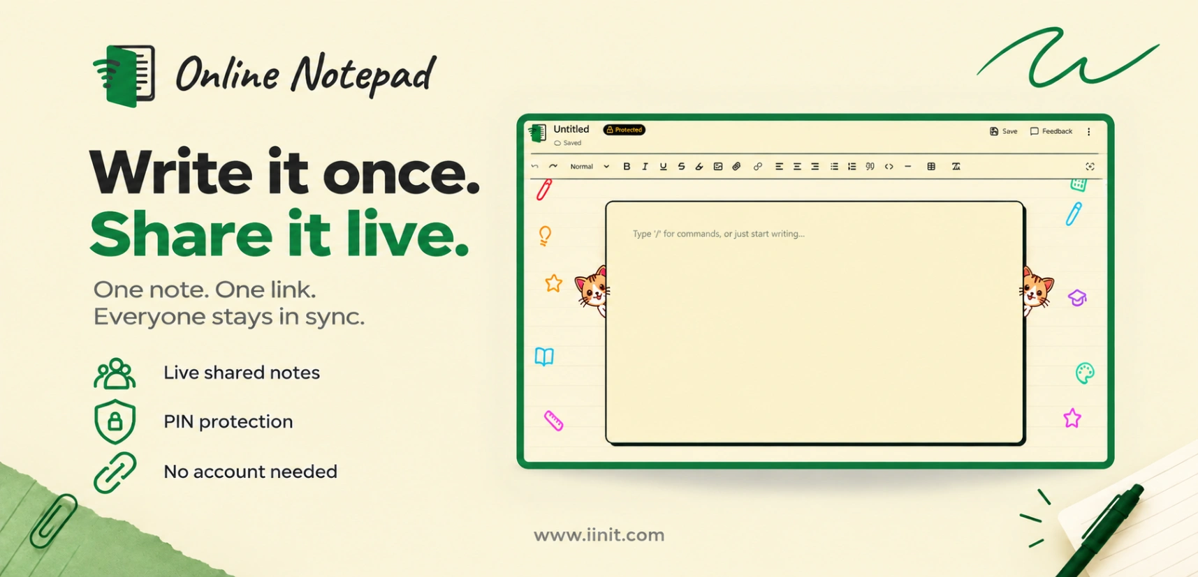 Online Notepad: Write and Save Notes Online | iiniit